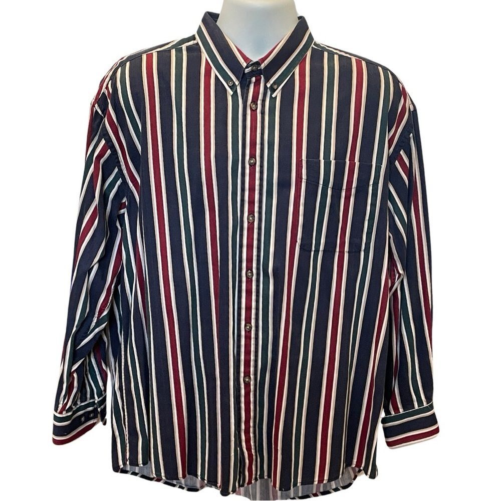 Red and White Dress Shirt with Bold Stripes